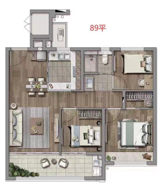 都會(huì)紫京89㎡戶型圖